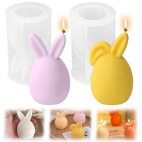 Silikonowa Forma do Świec Foremka 2 Sztuki DIY Króliczek Wielkanocny 3D