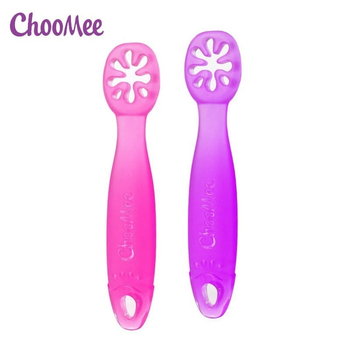 Silikonowa Łyżeczka Niekapek Do Nauki Jedzenia Choomee Pink/Purple 2 Pack - ChooMee