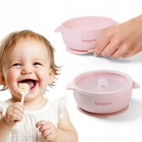 Silikonowa miseczka z przyssawką i przykrywką Babyono 1662/02 różow