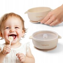 Silikonowa miseczka z przyssawką i przykrywką Babyono 1662/03 beżowy