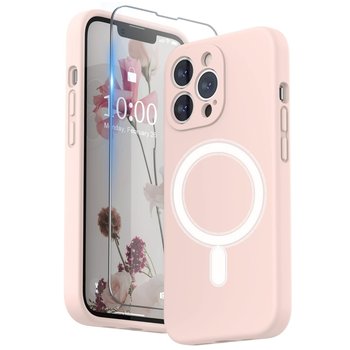Silikonowe Etui Magsafe Z Ochroną Aparatu Do Iphone 13 Pro Różowy Plus Szkło - Bowi
