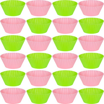 Silikonowe Foremki Na Muffinki Babeczki Zielone I Różowe 24 Szt - Kamaju