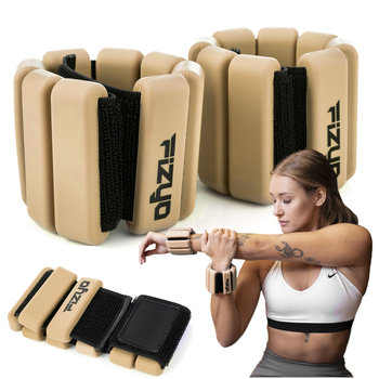 Silikonowe Obciążniki Na Nadgarstki I Kostki FIZYO 900 G – Regulowane, Fitness, do Ćwiczeń, Jogi, Pilatesu, Biegania, na Siłownie, Basen, Aerobik, Spacery, Rehabilitacje, Wodoodoporne - Beżowe - Fizyo
