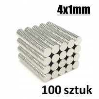Silny magnes neodymowy walcowy 4x1mm | 100 sztuk Inna marka