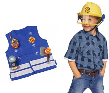 Simba, Strażak Sam, kask z mikrofonem w zestawie z kamizelką z walkie talkie oraz gaśnicą - Simba