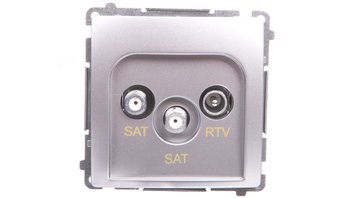 Simon Basic Gniazdo antenowe podwójne końcowe SAT-SAT-RTV srebrny mat BMZAR+SAT3.1-P2.01/43 - KONTAKT-SIMON