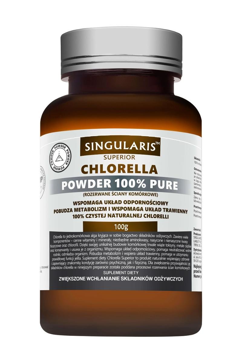 Zdjęcia - Witaminy i składniki mineralne Singularis Superior Chlorella Powder 100 Pure, suplement diety, proszek 10