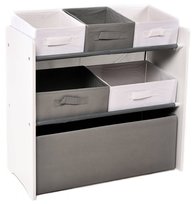 Siwy Biały Szary Regał Pojemniki Zabawki Organizer