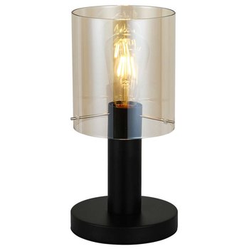 Skandynawska LAMPA stołowa SARDO TB-5581-1-BK+AMB Italux szklana LAMPKA biurkowa loftowa stojąca bursztynowa czarna - ITALUX