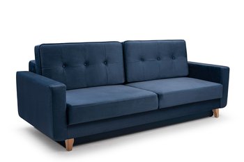 Skandynawska sofa 3 osobowa z funkcją spania granatowa GUSTINA - Konsimo