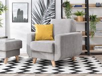 Skandynawski Duży Fotel Do Salonu Kadi Szary Buk