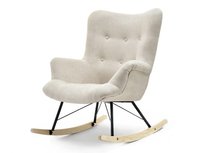 Skandynawski Fotel Bujany Lauren Jasny Piaskowy Na Płozach Buk