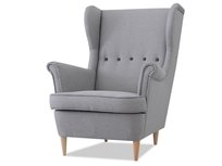 Skandynawski Fotel Uszak Wypoczynkowy Do Salonu Malmo Szara Tkanina