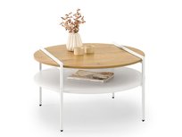 SKANDYNAWSKI STOLIK KAWOWY Z PODWÓJNYM BLATEM DANNY DĄB BIAŁY STELAŻ