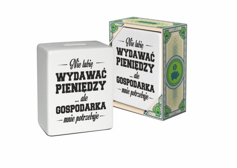 Skarbonka, biało-czarna, 5x10x12 cm
