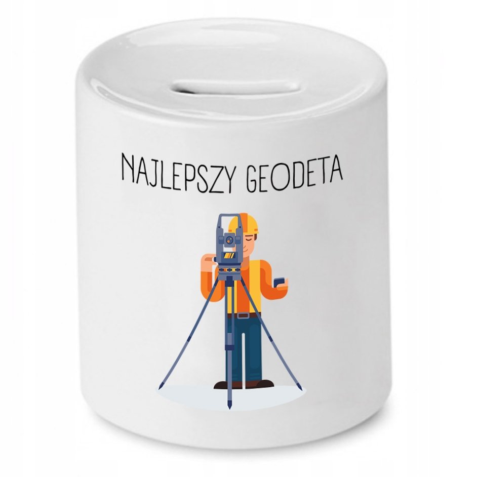 SKARBONKA DLA GEODETY NAJLEPSZY GEODETA PREZENT z Nadrukiem ze Zdjęciem ...