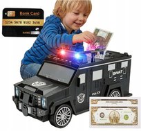 Skarbonka Elektroniczna Sejf Policja Auto Na PIN Banknoty Światła FACE ID
