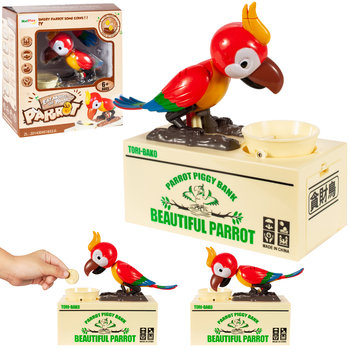 Skarbonka Papuga Zjada Monety Nauka Oszczędzania Interaktywna Czerwona - MalPlay