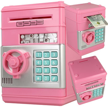 Skarbonka Sejf Wpłatomat Monet Banknotów + Kod Pin Jasny Różowy  U683Jr - elektrostator