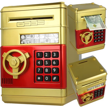 Skarbonka Sejf Wpłatomat Monet Banknotów + Kod Pin Złoty U683Z - elektrostator