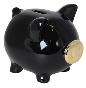 Skarbonka świnka czarna ze złotym noskiem 15 cm - AlleWax