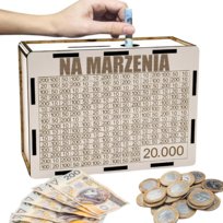 Skarbonka Wykreślana Prezent Cel 20000 Personalizacja Biała na Marzenia