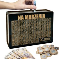 Skarbonka Wykreślana Prezent Cel 20000 Personalizacja Czarna na Marzenia