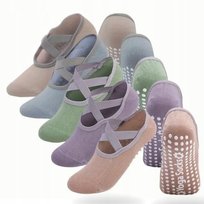 SKARPETKI DAMSKIE STOPKI 5 PAR SPORTOWE ANTYPOŚLIZOWE, na siłownie, joge