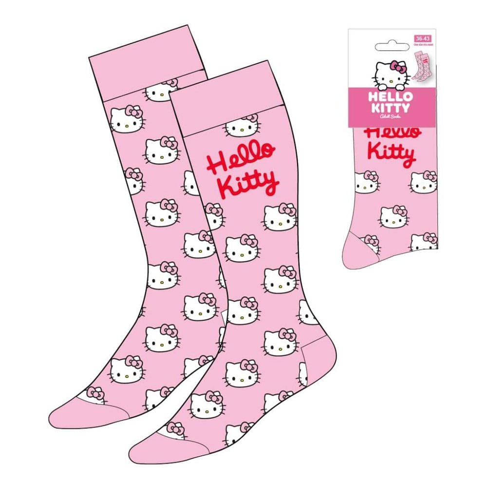 Cerda Skarpetki Hello Kitty z twarzą, różowe, rozmiar 36-43, oficjalna licencja