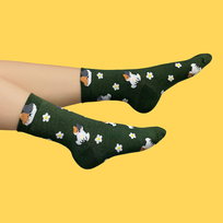 Skarpetki koty i stokrotki - Damskie skarpetki z kotkiem dla kociary CandySox
