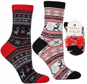 Skarpetki Świąteczne Bawełniane 2-PARY SKARPETY NA PREZENT MORAJ 38-41 - Moraj