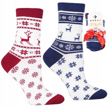 Skarpetki Świąteczne Bawełniane 2-PARY SKARPETY NA PREZENT MORAJ 38-41 - Moraj