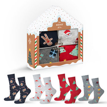 Skarpetki Świąteczne w Domku 4-pak - 35-40 - SOXO