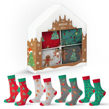 Skarpetki Świąteczne w Domku 4-pak - 35-40 - SOXO
