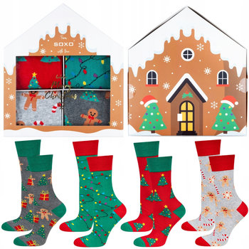 Skarpetki Świąteczne w Domku 4-pak - 40-45 - SOXO