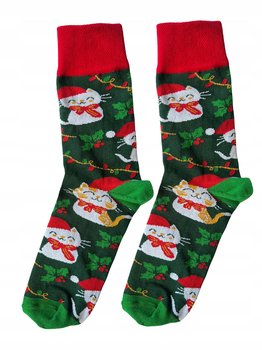 Skarpetki świąteczne w koty 35-38 skarpety świąteczne damskie męskie - Inna marka