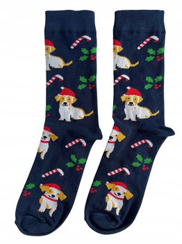 Skarpetki świąteczne w psy 35-38 skarpety świąteczne damskie męskie granat - Inna marka
