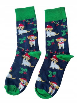 Skarpetki świąteczne w psy 35-38 skarpety świąteczne damskie męskie granat - Inna marka