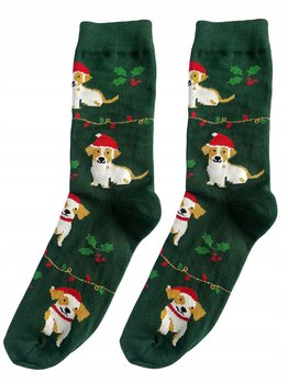 Skarpetki świąteczne w psy 35-38 skarpety świąteczne damskie męskie zielone - Inna marka