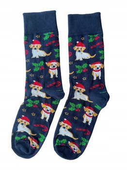 Skarpetki świąteczne w psy 39-42 skarpety świąteczne damskie męskie granat - Inna marka