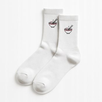 Skarpetki uniseks „Ramen Vibes” - białe bawełniane z nadrukiem 39-42 - Inna marka