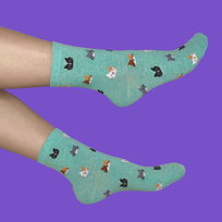 Skarpetki w koty - Turkusowe skarpetki z kotami - Prezent dla kociar CandySox