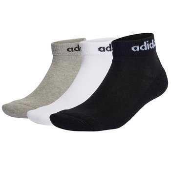 SKARPETY ADIDAS LINEAR ANKLE 3 PARY IC1304 CZARNE BIAŁE SZARE 43-45 - Adidas