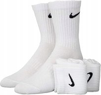 SKARPETY DŁUGIE 3 PARY NIKE BIAŁE UNISEX r. 38-42 BAWEŁNIANE SKARPETKI