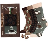 SKARPETY MĘSKIE KAWA ŚMIESZNY PREZENT DŁUGIE SKARPETKI 38-44 PETERSON 3 PARY