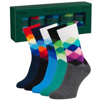SKARPETY MĘSKIE SKARPETKI NA PREZENT DŁUGIE 5 PAR PETERSON 40-45 KOLOROWE ZESTAW 5 PAR