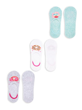 Skarpety stopki niskie dziewczęce bawełniane pastelowe ze wzorem 3PAK 31-34 - YoClub