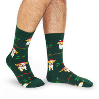 Skarpety świąteczne męskie w psy 47-50 skarpety świąteczne w psy zielone