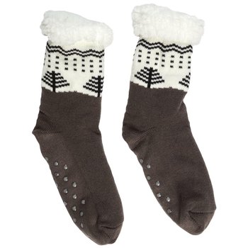 Skarpety zimowe sherpa ze wzorem rozmiar 39-42 brązowe - Intesi