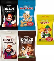 Skawa Cukierki Draże mix 5 smaków: KORSARZE BIAŁE CZARNE MARYNARZE CLOWN PIŁKARZE | Zestaw Skawa
